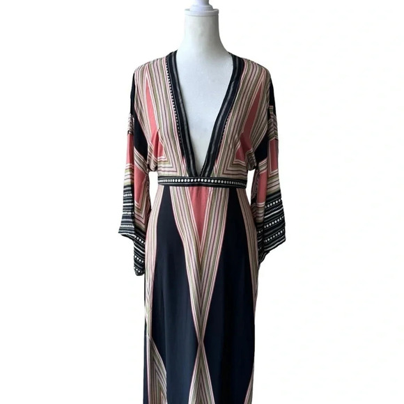 Lulus Montecito Black Geometric Print Maxi Dress Womens size S - Picture 5 of 13